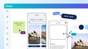 Canva design app interface with templates and drag-and-drop design tools