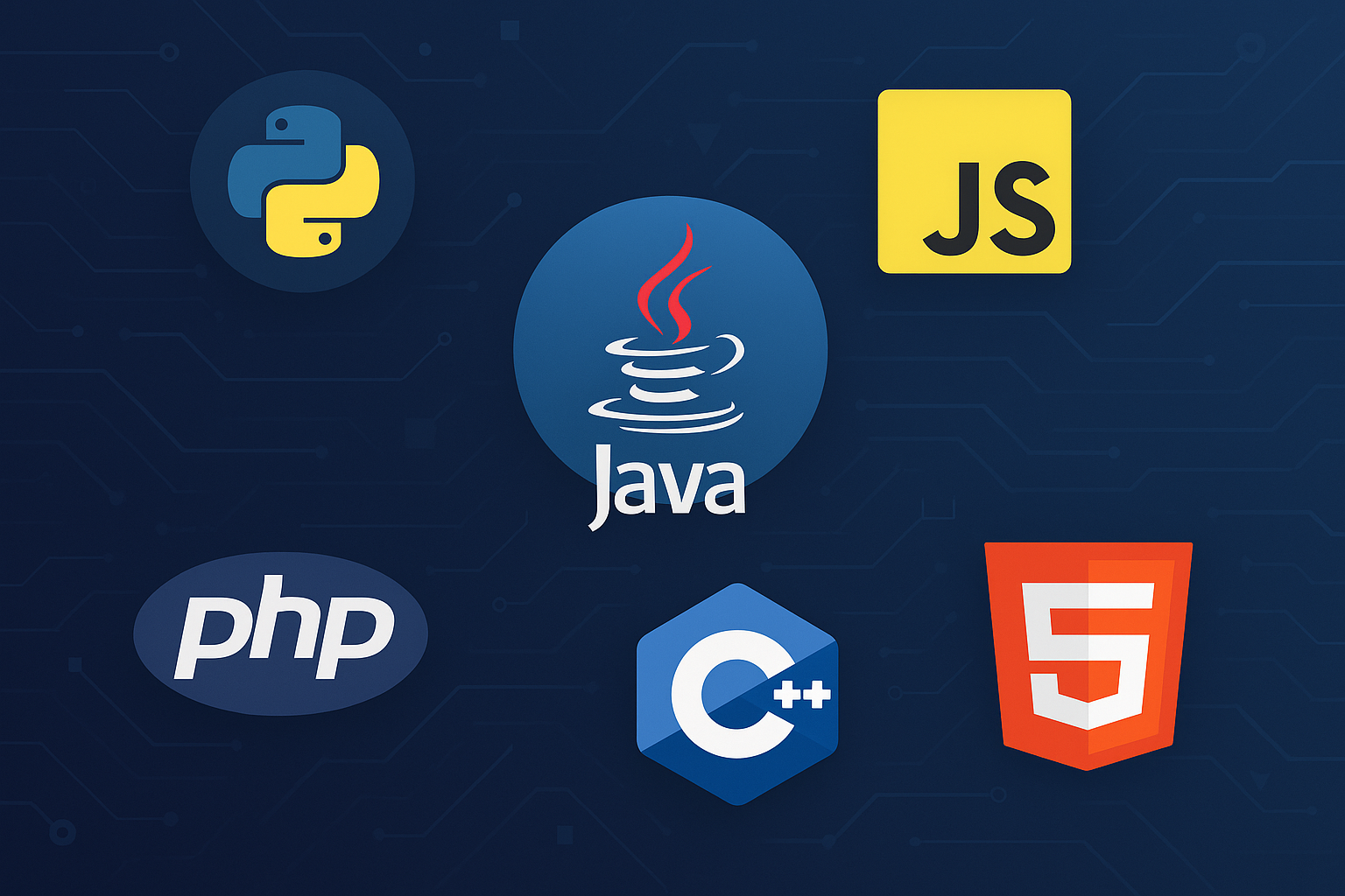op programming languages 2025 logos including Python, JavaScript, Java, and other popular coding languages